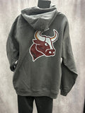 Smoky Gray Hoodie: Small SSP Logo on Front, New Large Sir Loin on Back